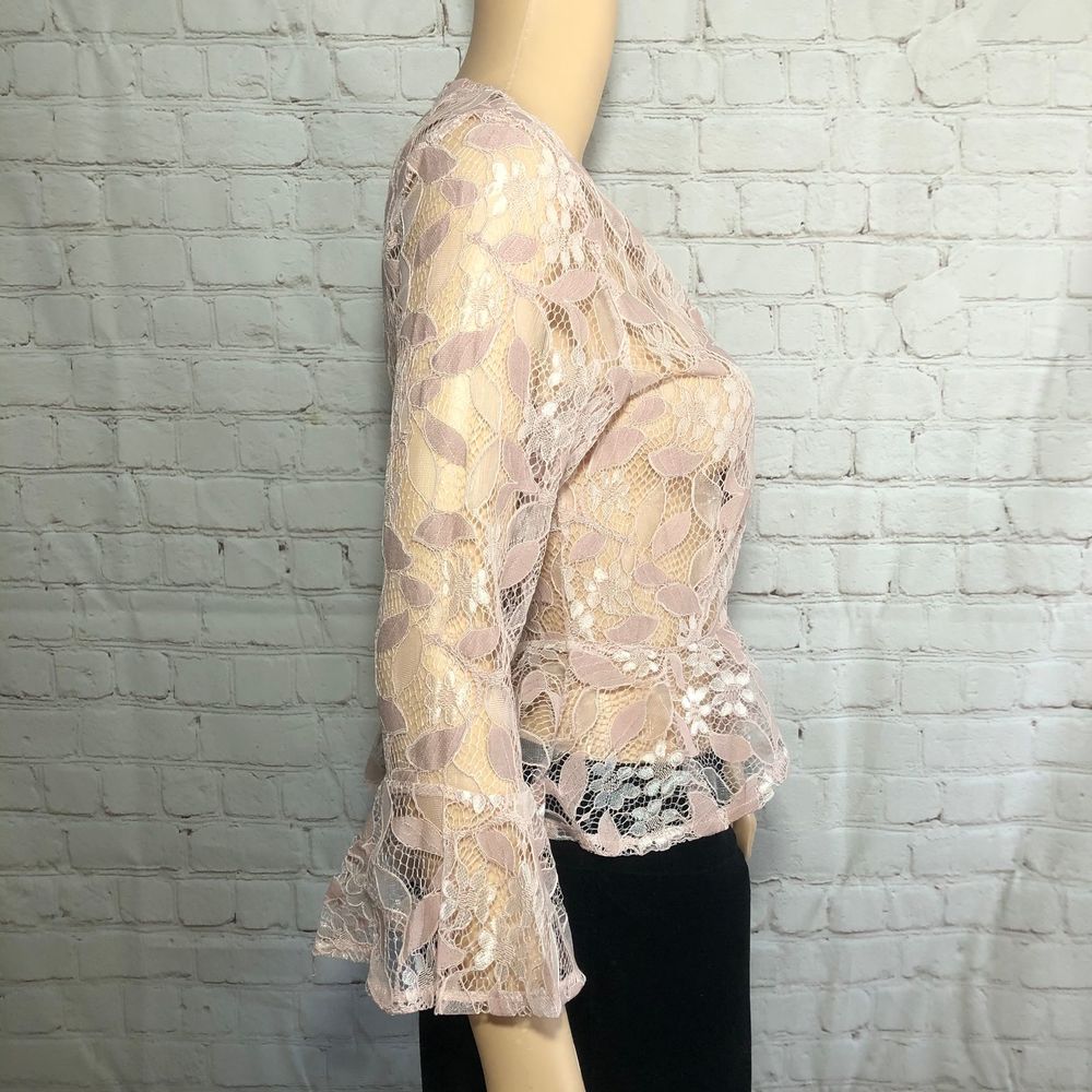 Carmin Sheer Lace Jacket with 3/4 bell sleeves - Picture 5 of 7